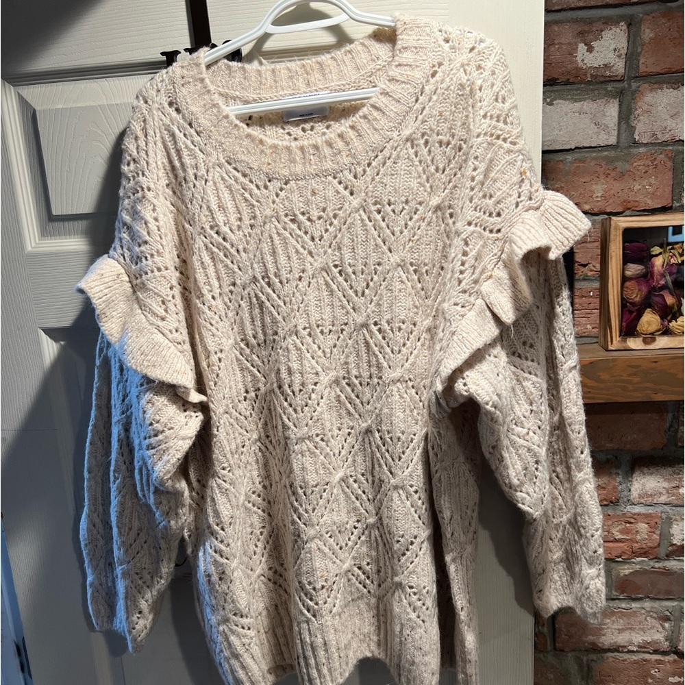 Cream ruffle sweater